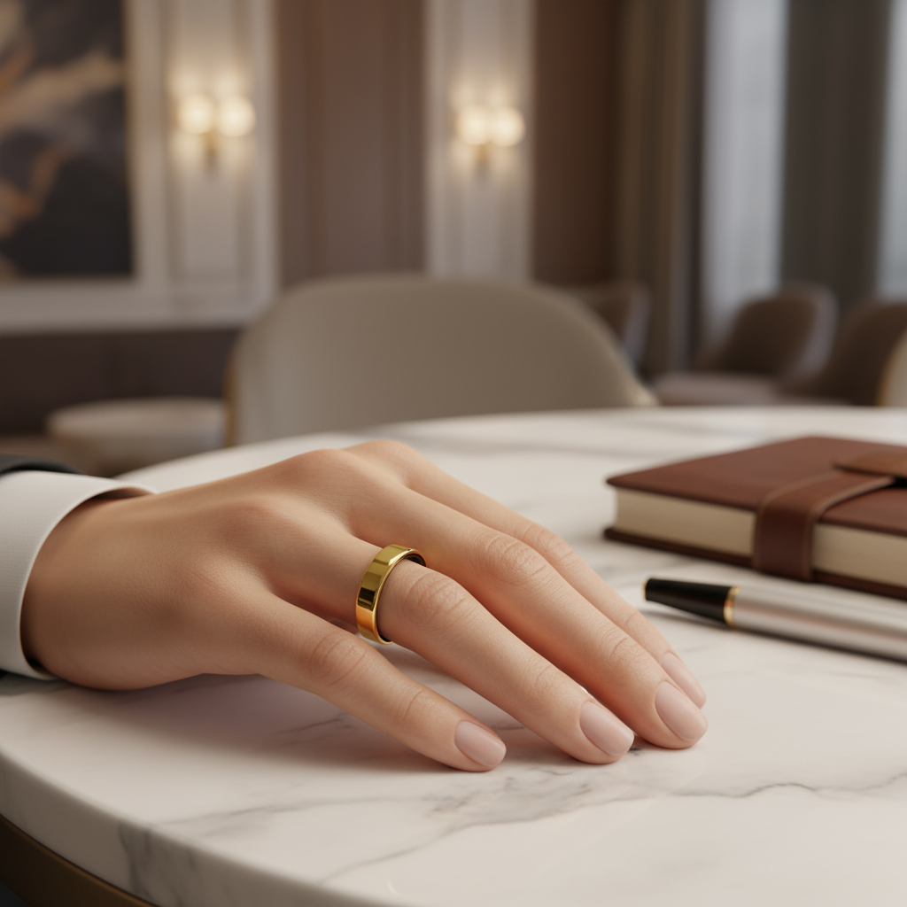 Guld smart ring smal och åtsittande