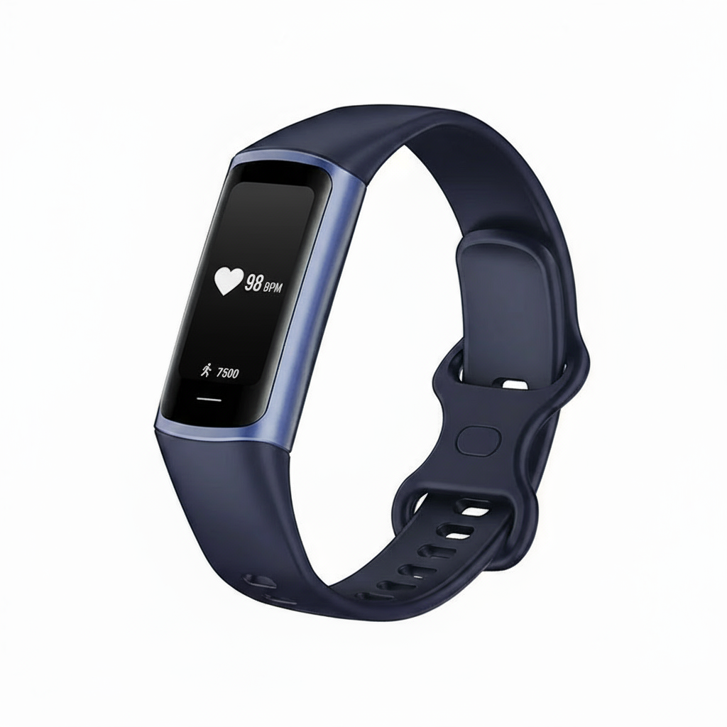 Marinblå fitness tracker med nytt display