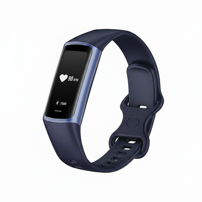 Marinblå fitness tracker med nytt display