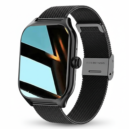 Smartklocka med svart mesh-armband - professionell studiobild